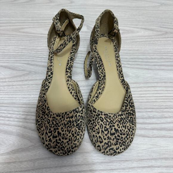 Kenneth Cole Reaction Sandals Womens US 7 Brown Black Leopard Print Ankle Strap - Picture 2 of 7